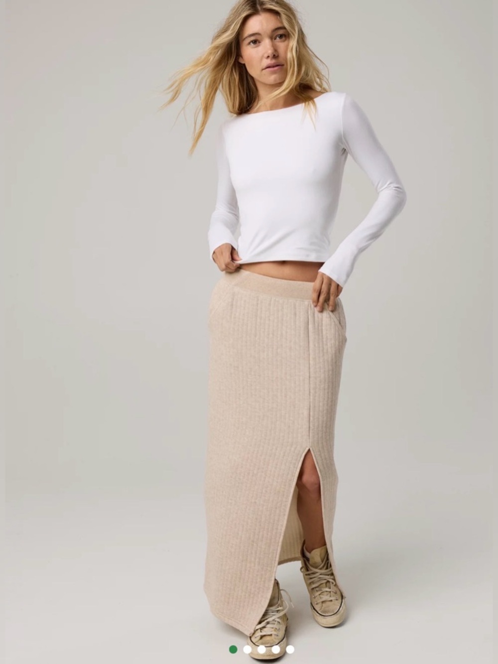 Offline by Aerie Coffee Run Maxi Skirt in Oatmeal Beige , size XS